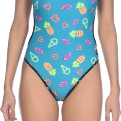 Swimsuit One Piece ARENA NEON LIGHTS REVERSIBLE Black Multi-colors