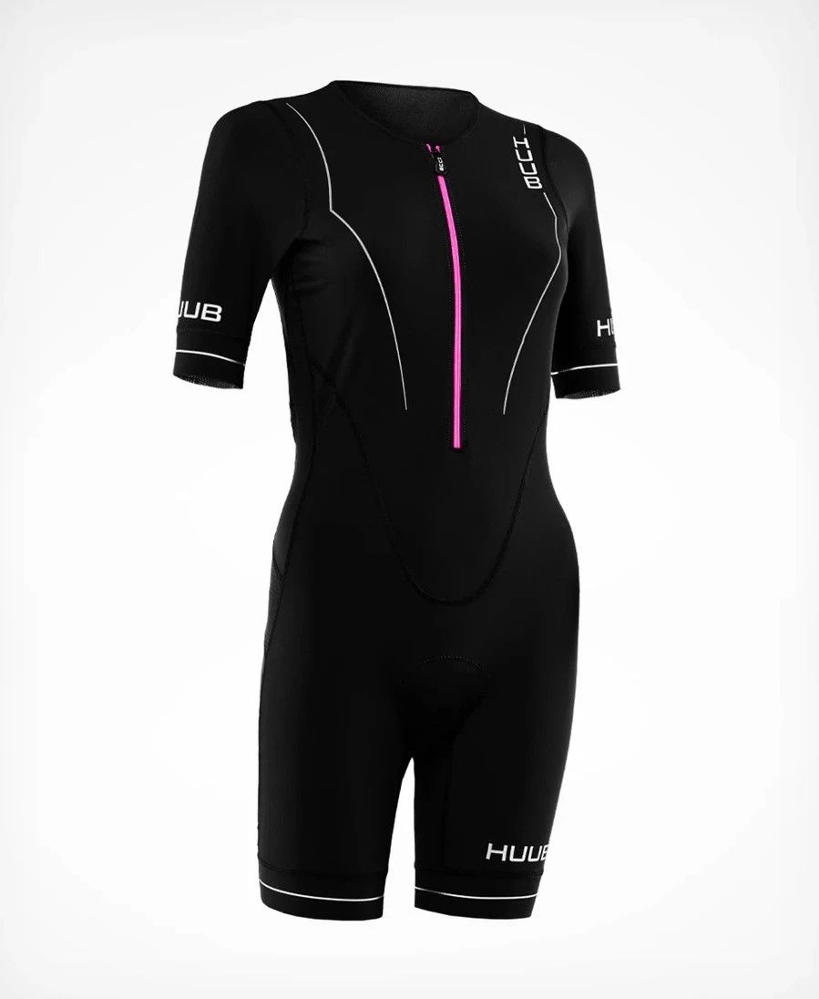HUUB Women's Aura Long Course Tri Suit Tri Suit Black Pink - Image 4