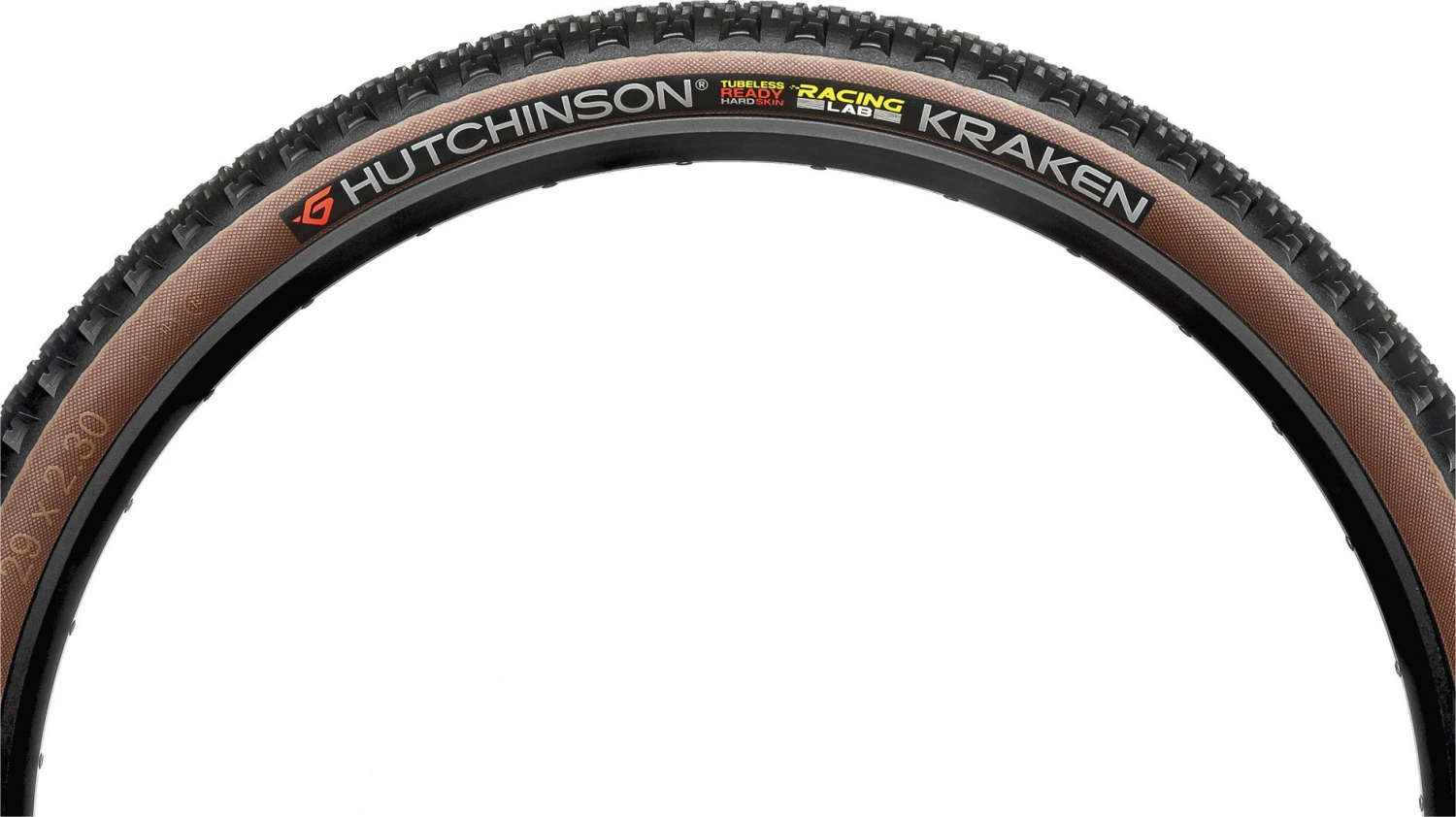 Hutchinson Kraken Racing Lab 29'' MTB Tire Tubeless Ready Folding Hardskin Race Ripost XC Tan Sidewalls - Image 3
