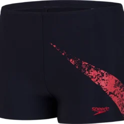 Speedo Boomstar Placement Aquashort Child's Boxer Swimsuit Blue Red