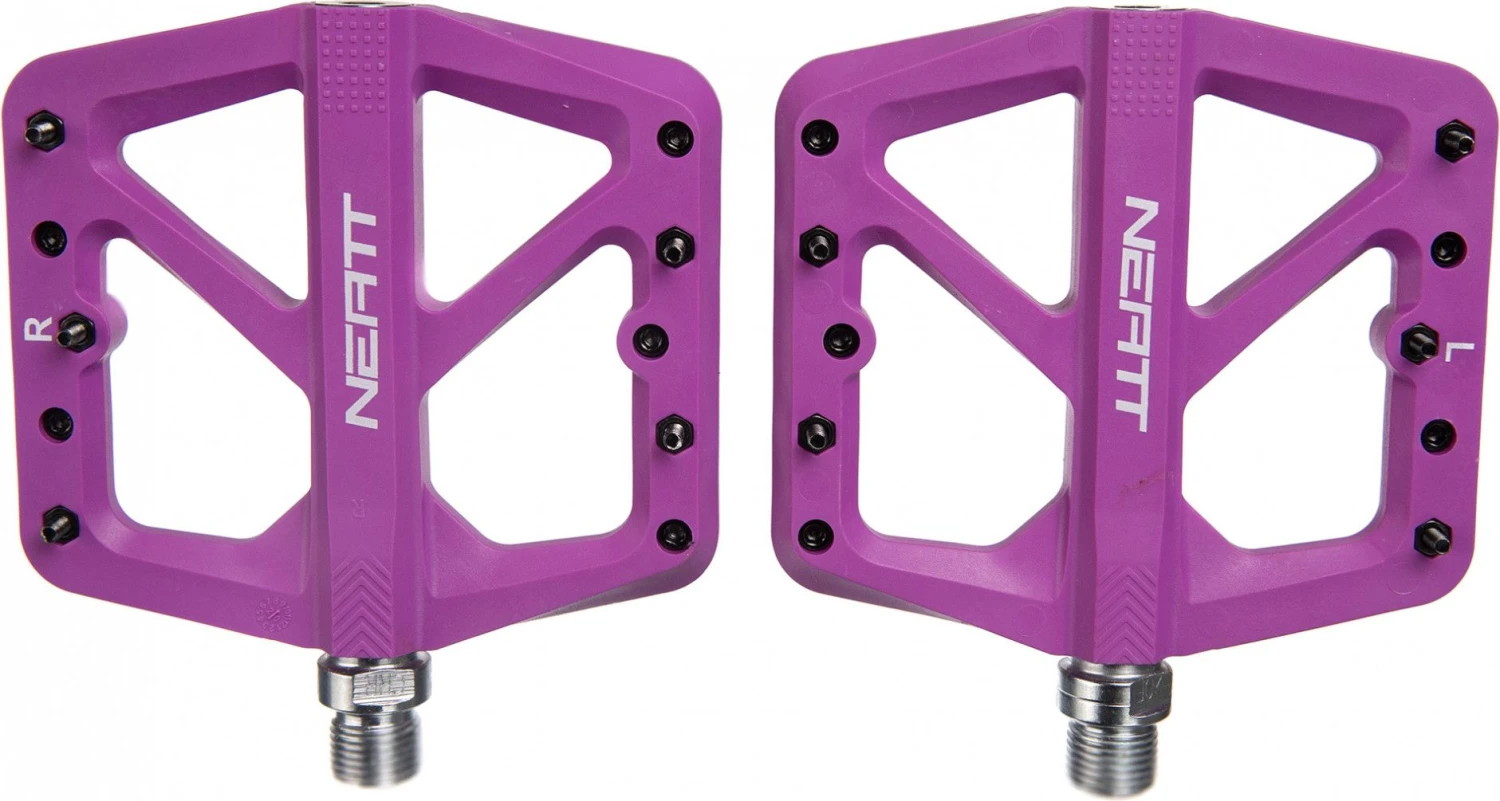 Pair Of Neatt Composite 5 Pin Purple Flat Pedals