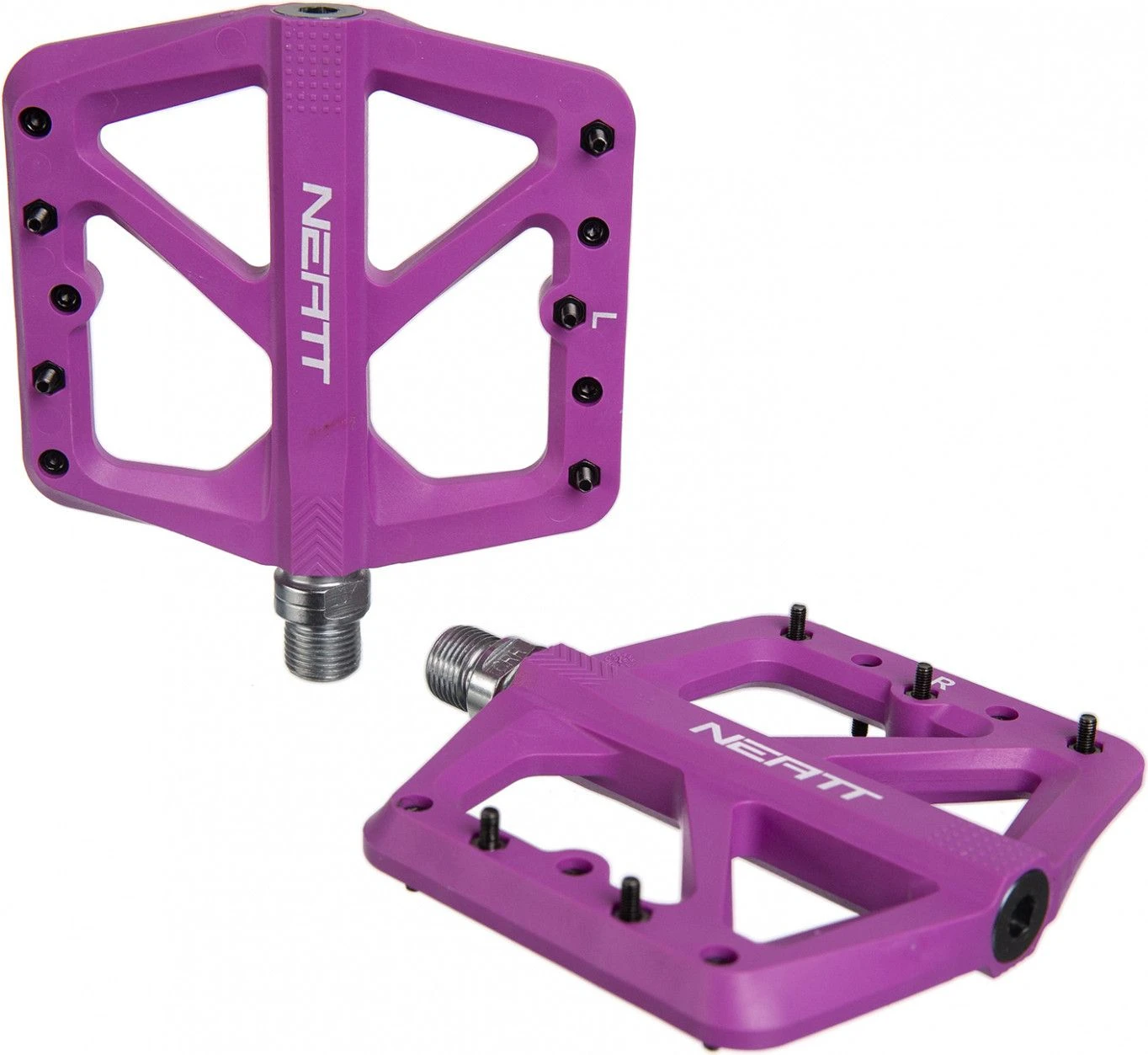 Pair Of Neatt Composite 5 Pin Purple Flat Pedals - Image 2