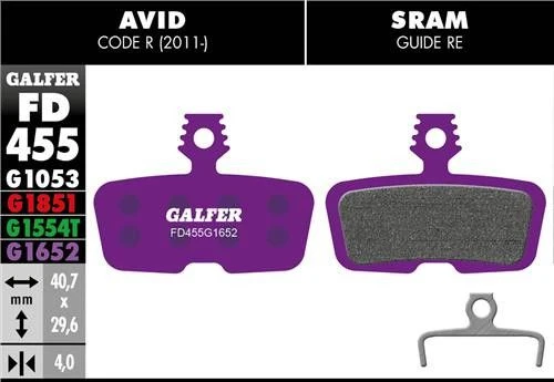 Pair Of Galfer Semi-metallic Sram Code R, RSC, Guide RE / Avid Code R (2011 ..) E-Bike Pads - Image 2
