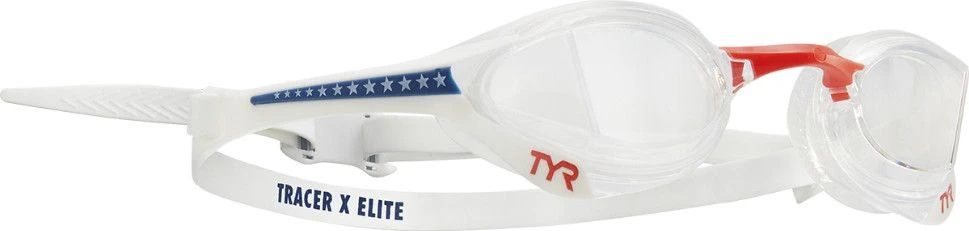 TYR Tracer X Elite Racing Red / Blue Swimming Goggles - Image 2