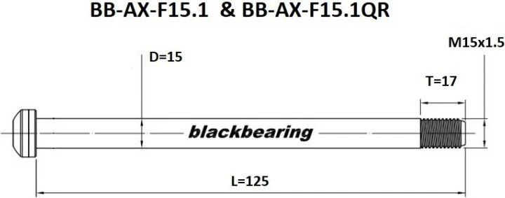 Black-bearing Front Axle Black Bearing RockShox QR 15 Mm - 125 - M15x1.5 - 17 Mm - Image 3