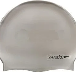 SPEEDO Swimcap Plain Flat Silicone Silver