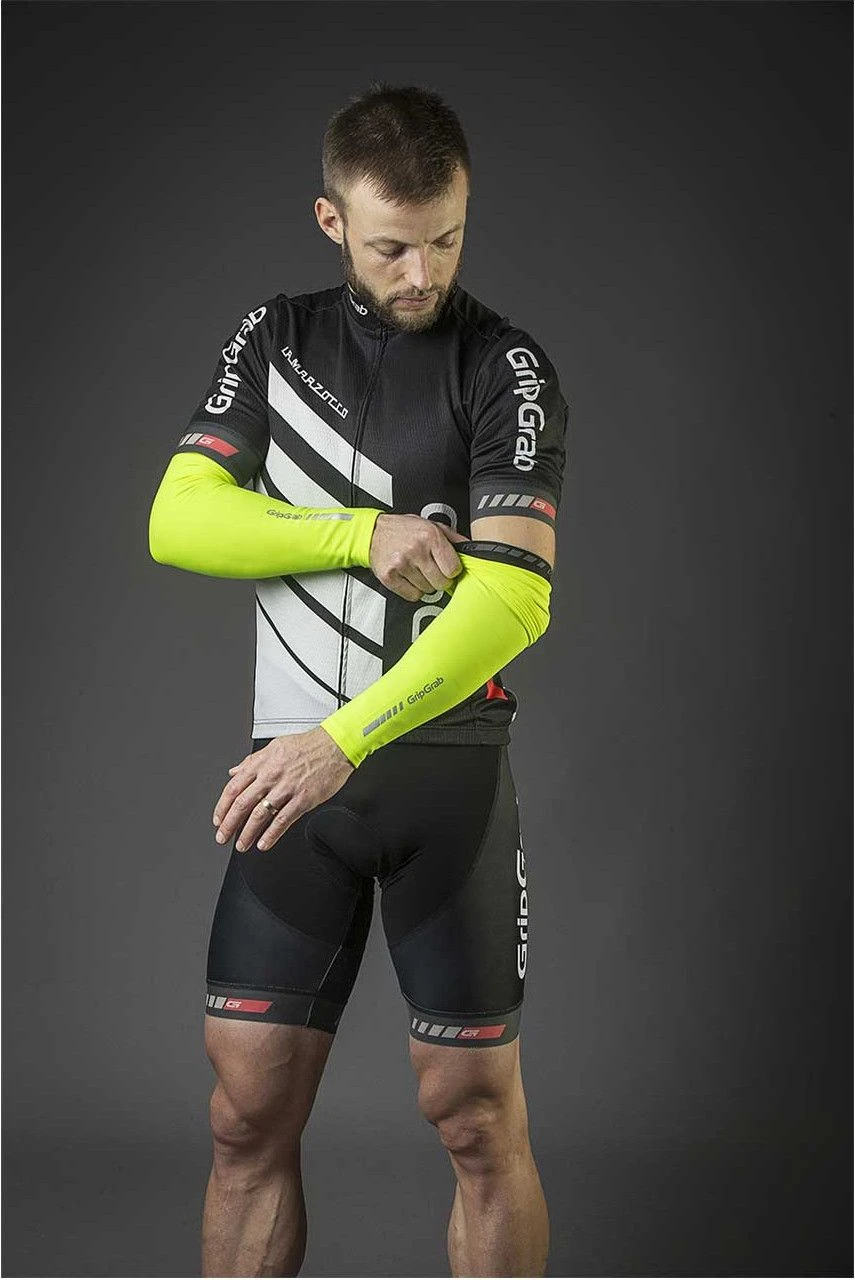GripGrab Classic Arm Warmers Hi-Vis Yellow - Image 2