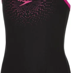 Speedo E10 Gala Logo Muscleback Girl Swimsuit Black Pink